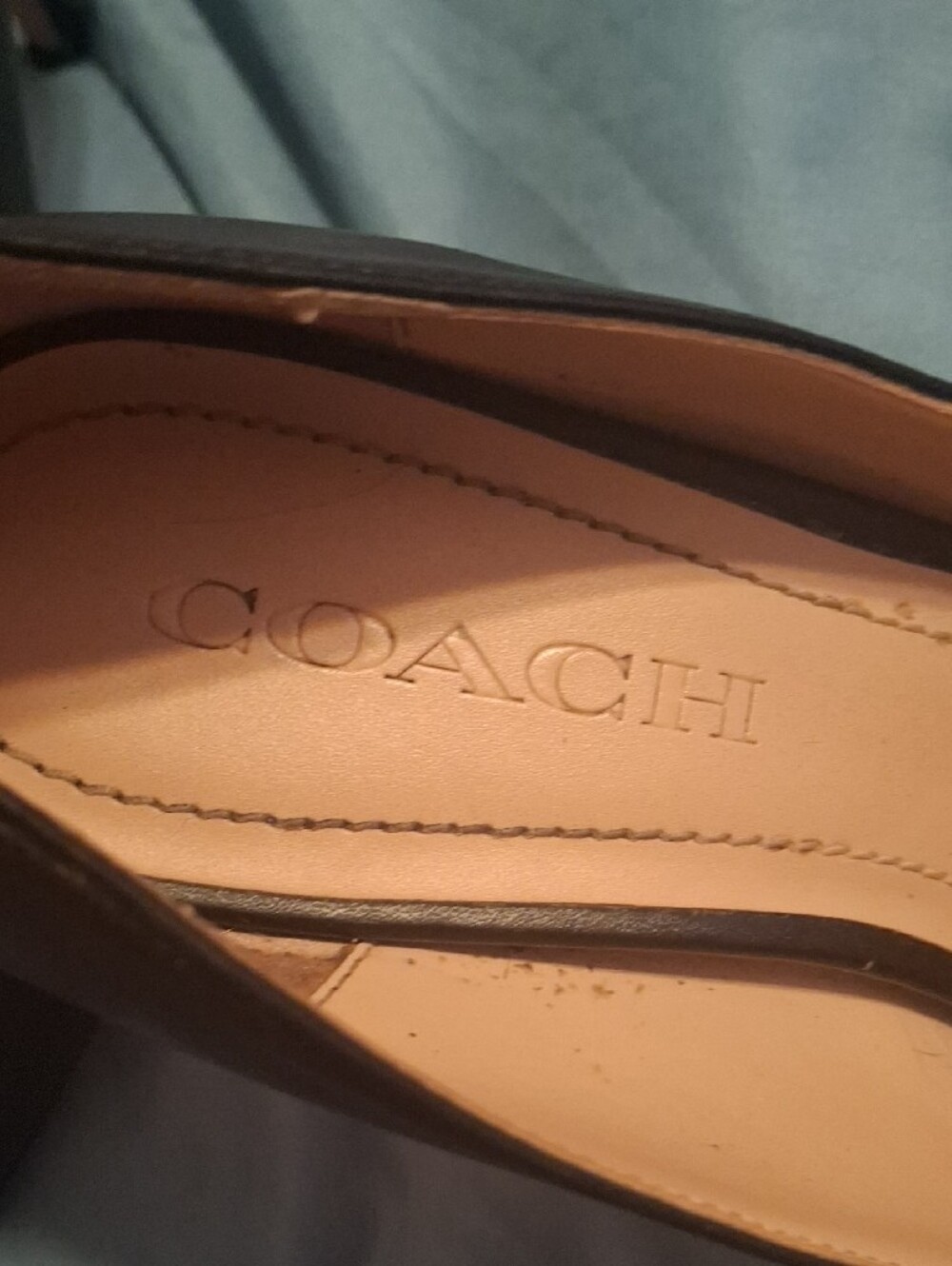 Coach Black Pointed Toe Leather Heels with Gold Horse & Carriage Hardware - Picture 3 of 9